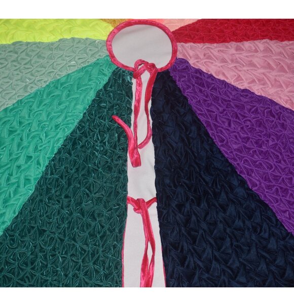 Glitterville  Christmas Tree Skirt Studios Pleated Velvet Gold Fringe - Picture 2 of 8